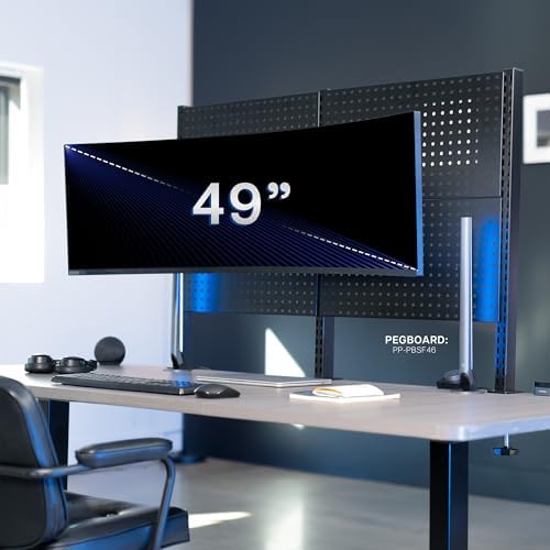 VIVO Black Single Monitor Pegboard Mount, Up to 49 in Ultrawide, MOUNT-PB1U