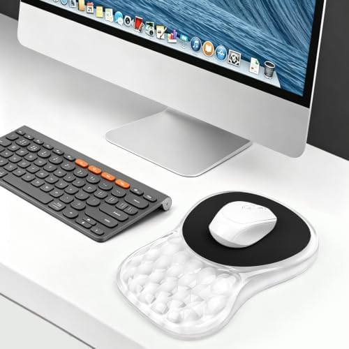 Clear Ergonomic Mouse Pad Wrist Support with Massage Design, Wrist Rest Pain Relief Mousepad with Gel&Non-Slip Silicone Base, Mouse Pads for Wireless Mouse & Desk