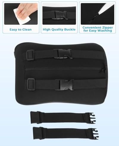 Aukee Car Headrest Pillow Memory Foam Car Neck Pillow with Adjustable Strap Soft Leather Headrest for Driving Home Office Black (1PC)