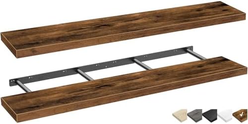 QEEIG Extra Long Floating Shelves for Wall (Brown, Set of 2, 55.1")