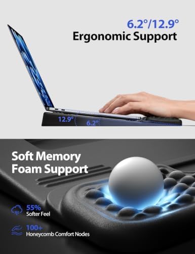 Vaydeer Laptop Stand with Wrist Support and Storage, Memory Foam Wrist Rest
