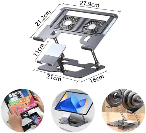 2-in-1 Foldable Laptop Tablet Stand Riser with Phone Holder