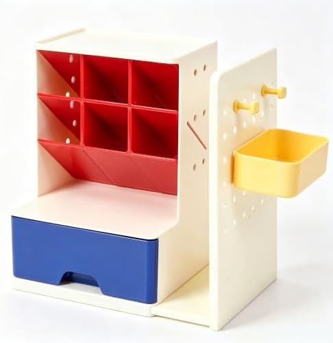 Desk Organizer with Drawer, Pen Holder with Slanted Pen Grooves Color