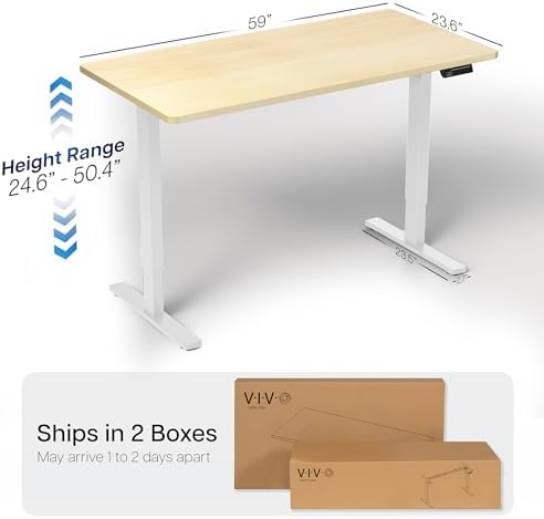 VIVO Light Wood 60 x 24 in Standing Desk, DESK-KIT-2W6C