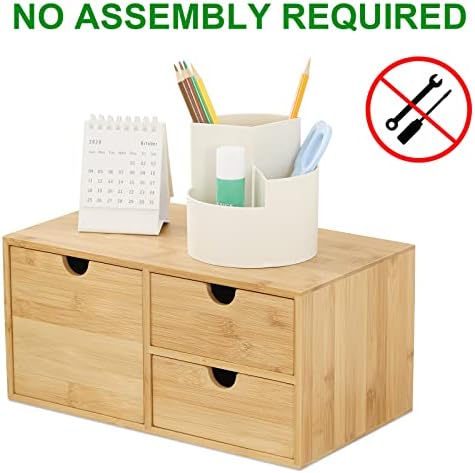 Bamboo Desk Drawer Organizer, Desktop Organizer with Drawers(3 Drawers)