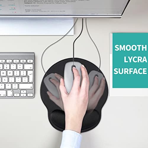 eulps Mouse Pad with Wrist Rest, Comfortable Computer Mousepad with Gel Wrist Support Smooth Surface and Non-Slip PU Base for Pain Relief, Laptop, Office & Home (Black)