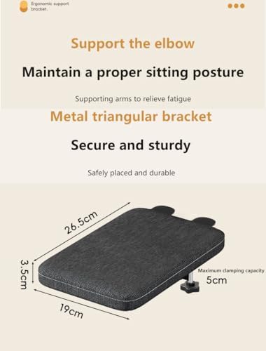 Foldable Armrest Desk Mount - Metal Support + Cushioned Pad for Wrist Relief, Ergonomic Workstation Accessory (Black)