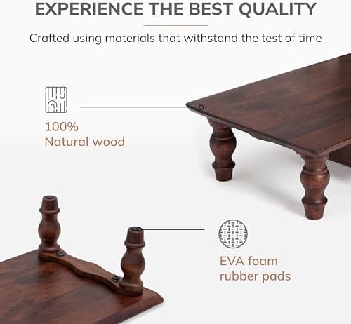Anji Mountain Monitor Stand for Desk - Desktop Organizer & Laptop Riser, Ergonomic Monitor Riser, Space-Saving, Durable, Easy Assembly & Ideal for Home & Office,Walnut, 24-Inch, Storage Edition