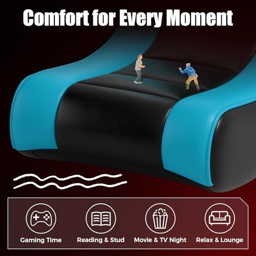 GTPLAYER Gaming Floor Chair Rocker – Rocking Floor Game Chair with Angle Limiter, Compact & Lightweight Gamer Seat – Turquoise Teal Series