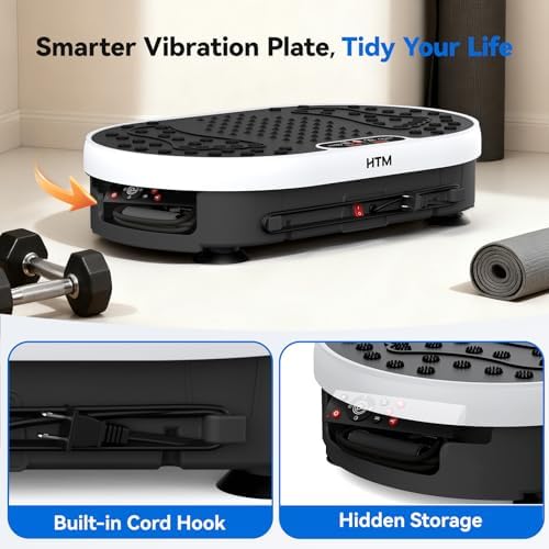 HTM Vibration Plate Exercise Machine, 9 Modes & 120 Speeds, Body Shake Plate with Resistance Bands Slot & Remote Control, Shake Board for Weight Loss Fat Burner Home Fitness Workout