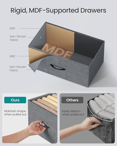 SONGMICS Dresser for Bedroom, Wide Dresser with 5 Fabric Drawers