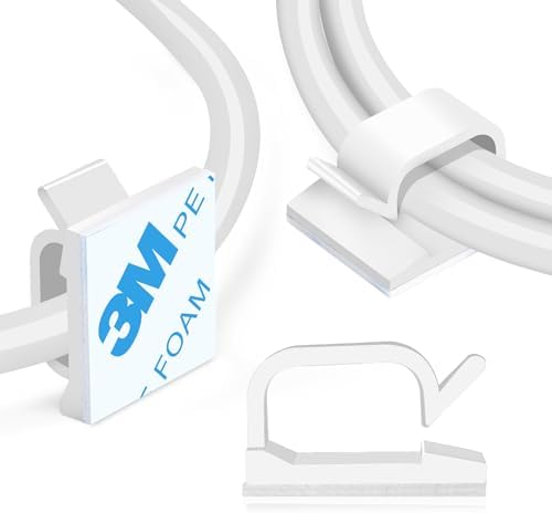 XHF 60PCS 5/8” White Adhesive Cable Wire Wall Light Clips, Cord Holder