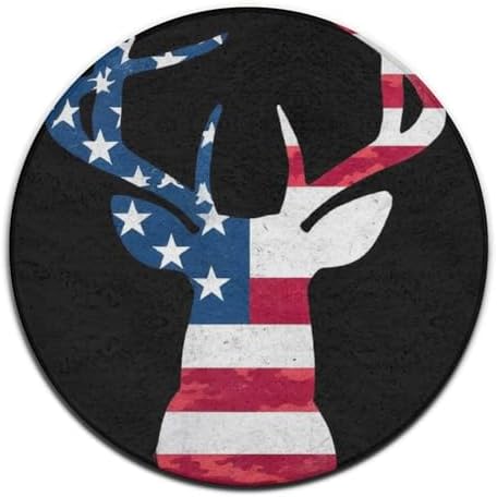 Circular Rugs Large Modern Round Area Rug Fashion Decor Mat for Home Office Camo Deer Hunting Camouflage USA Flag