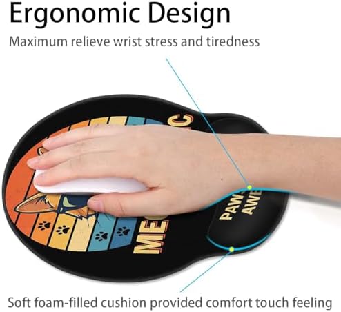 Britimes Ergonomic Mouse Pad with Wrist Support, Cat Vintage