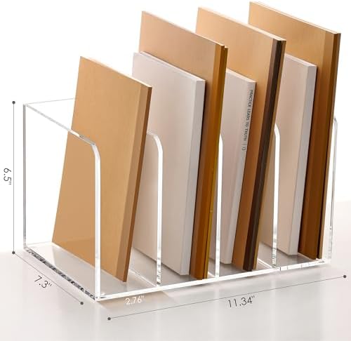 SANRUI Acrylic Magazine Holder Desk Organizer Workspace Sorter Clear 4 Slot