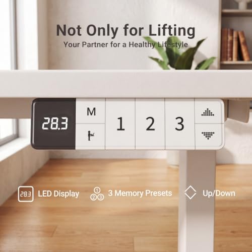 Claiks Electric Standing Desk, 40x24 Inch, White