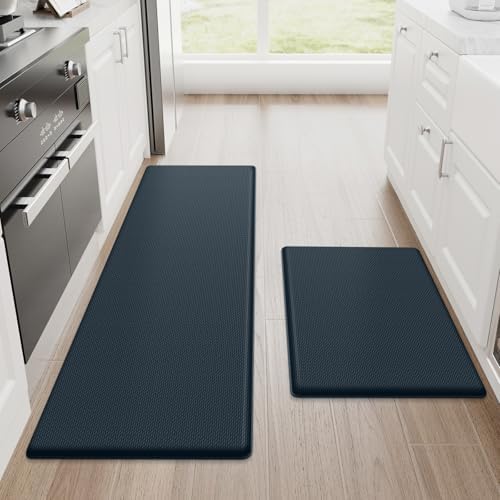 StepRite Kitchen Mats for Floor, 2-Piece Anti-Fatigue Rugs, Dark Charcoal