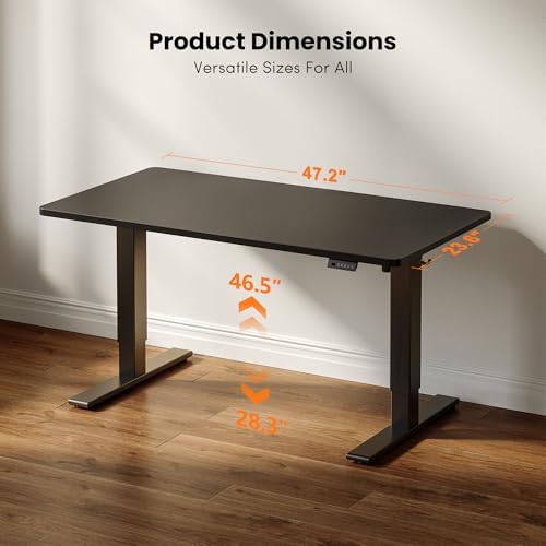 CubiCubi 48 x 24 Electric One-Piece Standing Desk, Black