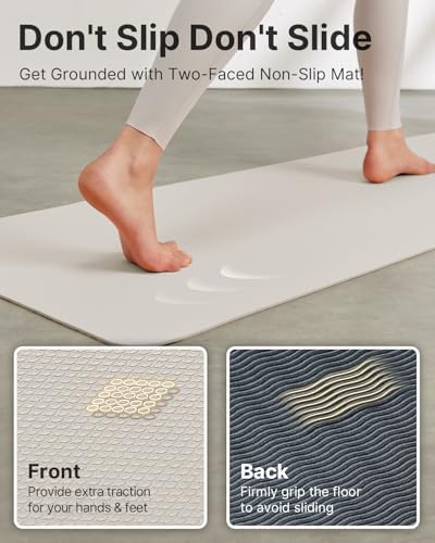 Yoga Mat,Non-Slip TPE Exercise Mat(1/4 Inch) for Pilates, Fitness & Barefoot Workouts, Home Gym Studio with Strap & Bag
