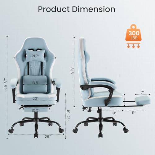DUMOS Ergonomic Gaming Chair with Footrest, Video Game Chairs