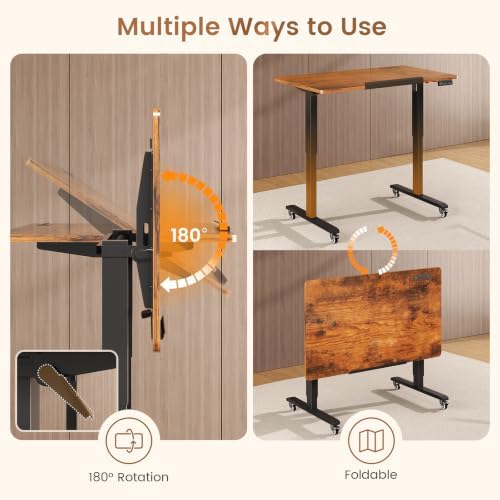 SEDETA 31.5 Inches Electric Standing Desk, 180° Tiltable Mobile Rising