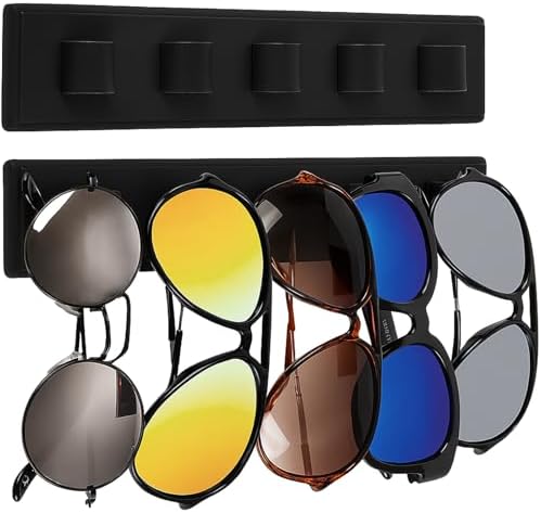 2 Pack Wooden Sunglasses Holder Organizer Wall Mounted