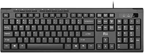 Rii RK907 Ultra-Slim Compact USB Wired Keyboard for MAC and PC-Black(1PCS)