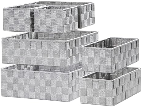 Posprica Small Baskets for Organizing(7 Set) Woven Storage for Shelves, Bathroom, Decorative Closet Organizer, Dresser Bins, Shelf