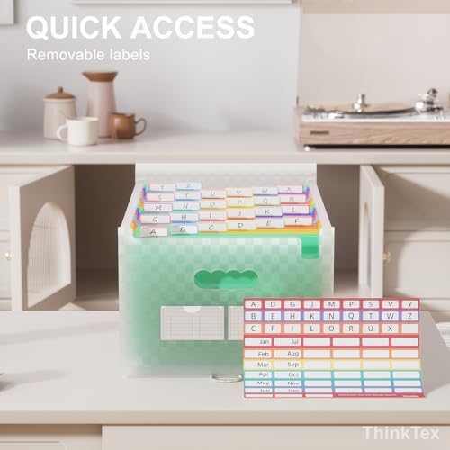 ThinkTex Accordion File Organizer, 26 Pockets Expanding File Folders,Green