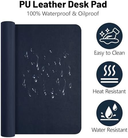 Leather Desk Pad Mat, Navy Blue Desk Mat, 23.6" x 13.7"