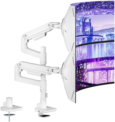 Dual Monitor Arm Desk Mount for 17-49 Inch Monitors Holds 44 lbs, White