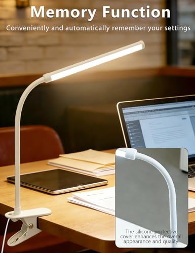 Set of 2 LED Desk Lamp with Clamp for Office Home, Clip on Desk Light Bar with 360 Adjustable Neck, Monitor Light Bar for Drawing Desk, Work from Home Reading Light for Night Stands