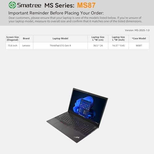 Smatree MS87 Hard EVA Sleeve with Stand for 15" Lenovo ThinkPad E15 Gen 4