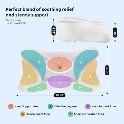 Cervical Neck Pillow, Memory Foam Contour Pillow, Queen