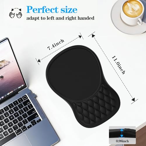 Ergonomic Mouse Pad with Wrist Rest Sloped Massage Design (Black)