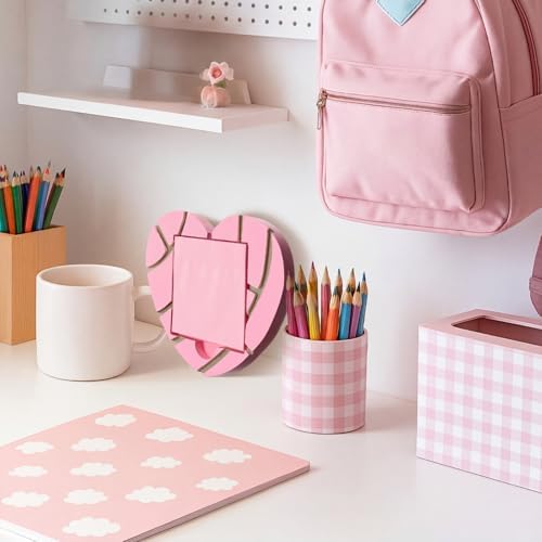 Mexican Concha Heart Sticky Note Holder Pink Notepad Dispenser