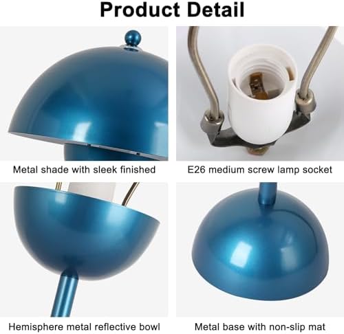 Creative Mid-Century Modern Bud Table Lamp for Home&Office, Gentian Blue