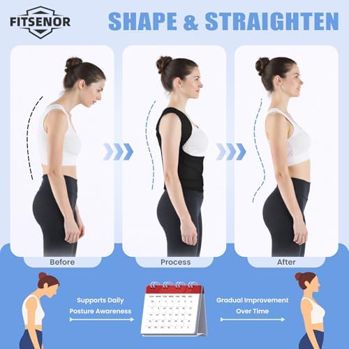 Black Posture Corrector for Men, Back Brace for Women (Size M)
