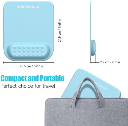 memzuoix Blue Ergonomic Mouse Pad with Wrist Rest Support,Premium Memory Foam Cushioning for Pain Relief, Non-Slip PU Base for Stable Smooth Control - Perfect for Laptop, Computer, and Home Office