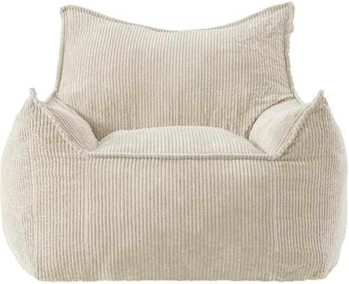 EBENCHICO Giant Bean Bag Chair for Adults, Corduroy Large Bean Bag Chairs for Teens with Armrests, Comfy Adult BeanBag Chair Sofa Couch with Filler Included for Bedroom Living Room