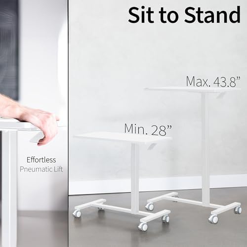 VIVO White Mobile 32 x 16 inch Over Couch Laptop Table, CART-V02L-W