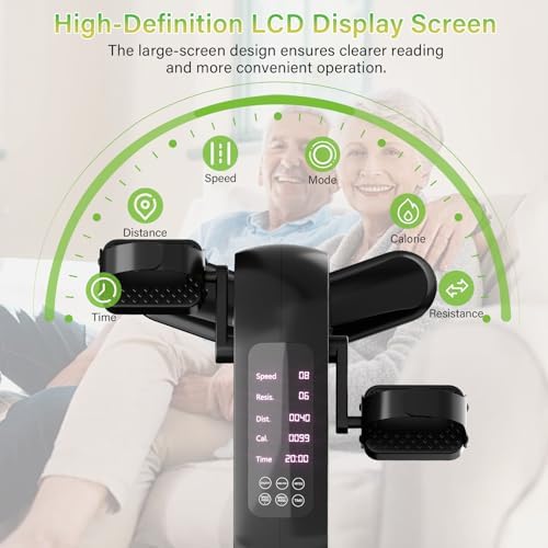 Mini Exercise Bike, Motorized Under Desk Pedal Exerciser Leg/Arm Cycle for Senior, Auto&Manual Mode, Adjustable Speed, LCD Display, Remote Control