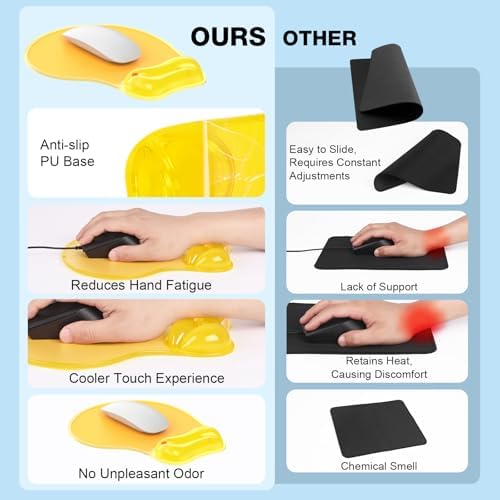 Gel Mouse Pad with Wrist Rest, Ergonomic for Laptop, Non-Slip Base