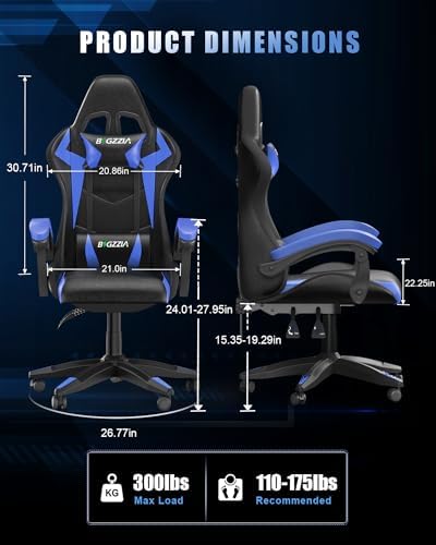 Bigzzia Gaming Chair with RGB LED Lights for Kids & Adults(Black/Blue)