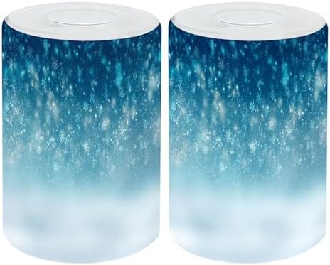 2 Pack Cylinder Glass Lamp Shade Winter Snowfall snowflakes turquoise blue Cold winter Christmas New Covers with 1-5/8" Fitter Opening Light Fixture Replacement for Table Lamp Bathroom Vanity Light