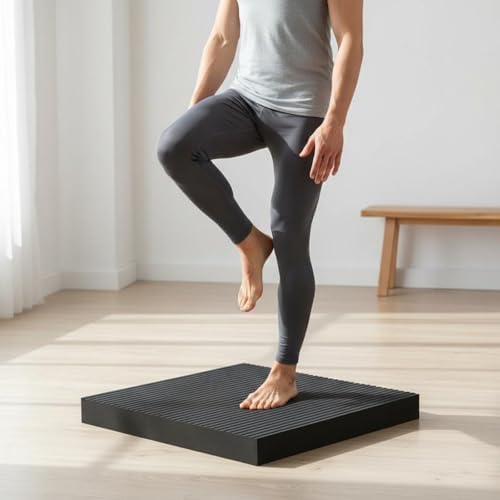 Cushion Stability Mat Workout Pad Exercise Pad With Thick Supportive NBR Foam And Textured Non Slip Base Suitable for balance and stability work flexibility routines standing desk, Black