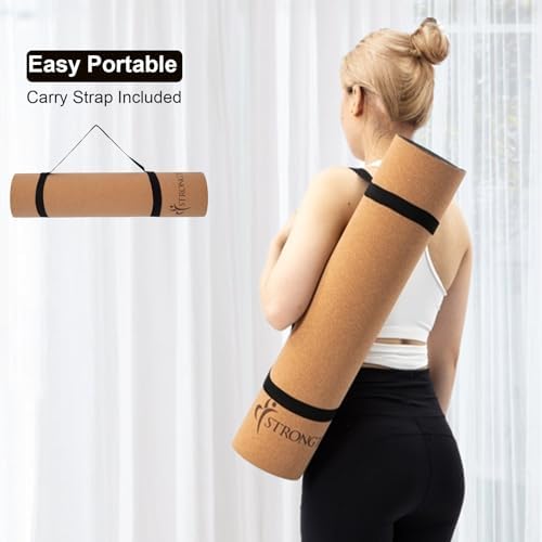 StrongTek Foam Balance Pad & Cork Yoga Mat Set – Non-Slip Stability Pad and Eco-Friendly Yoga Mat for Exercise, Pilates, Physical Therapy & Home Fitness