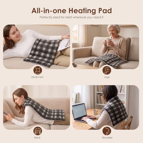 Extra Large Microwave Heating Pad for Back, 24.4 X 14.17 Tartan Grey
