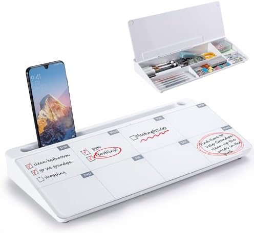 TSJ OFFICE Desktop Whiteboard Dry-Erase-Board - Computer Keyboard Stand White Board Surface Pad with Drawer, Desk Organizers with Accessories for Office, Home, School Supplies