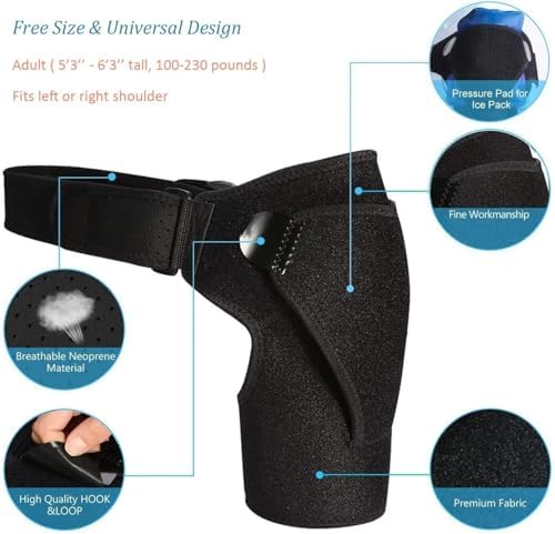 Shoulder Brace for Men & Women, Adjustable Shoulder Compression Sleeve, S